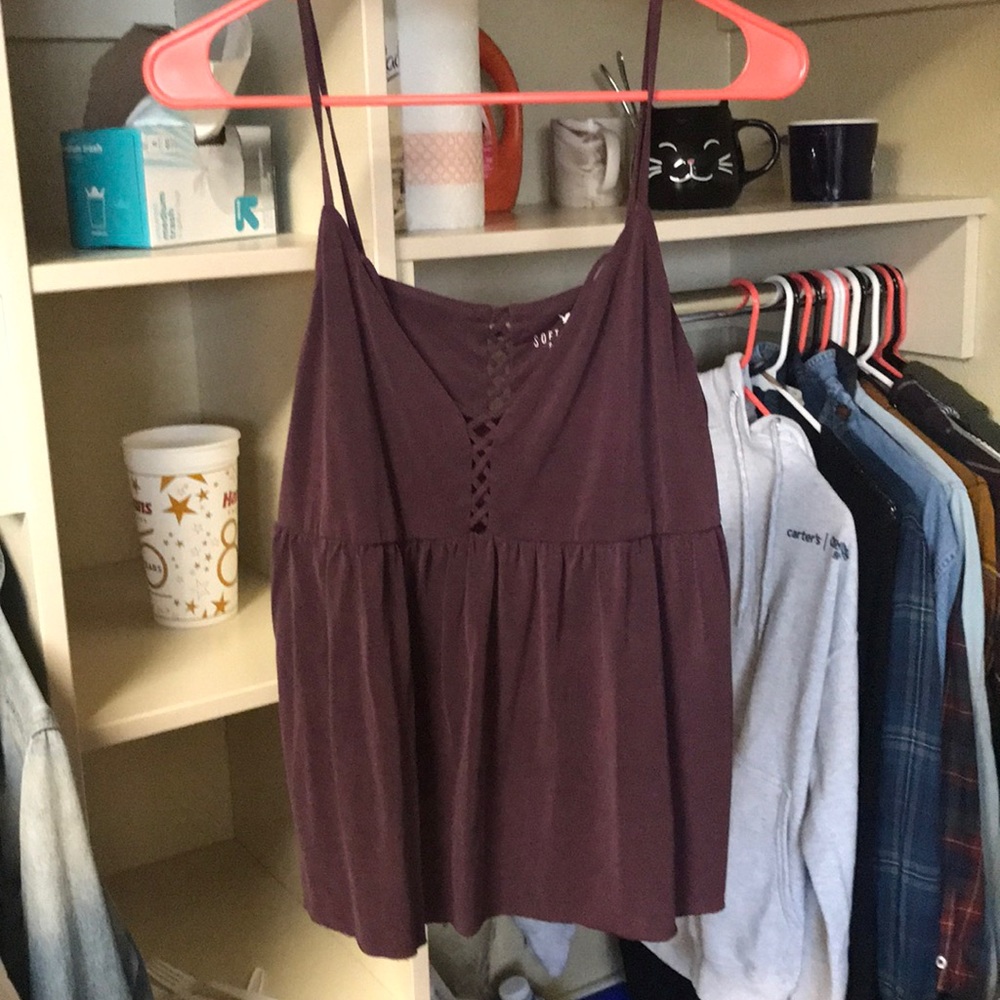 Purple American Eagle Cross Front Tank